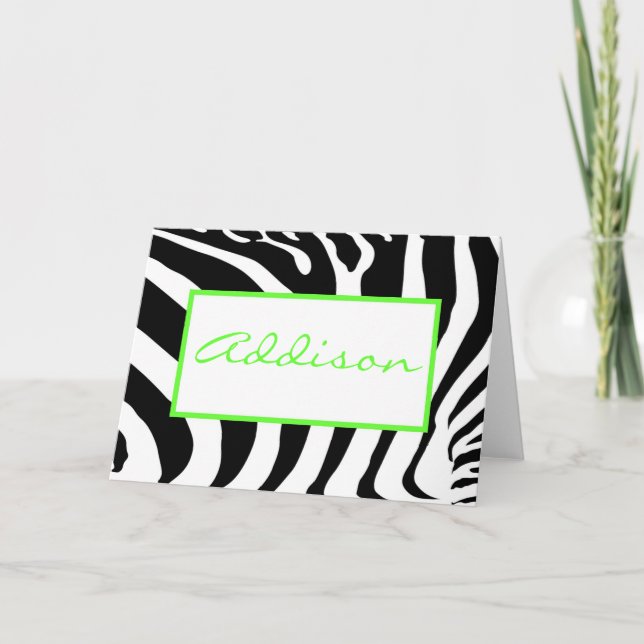 Zebra in Lime Note Card (Front)