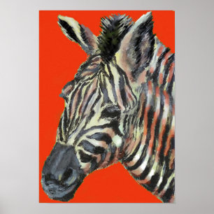 zebra in red - poster
