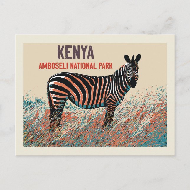 Zebra in the Amboseli National Park, Kenya Postcard (Front)