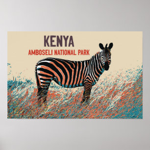 Zebra in the Amboseli National Park, Kenya Poster