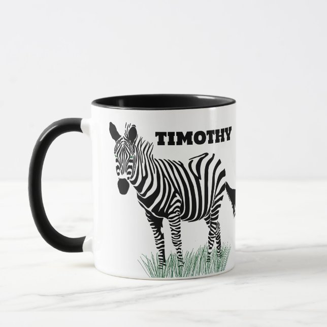 Zebra in the Grass Realistic Illustration Mug (Left)