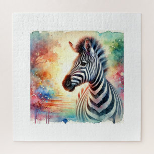 Zebra in Watercolor 300724AREF106 - Watercolor Jigsaw Puzzle