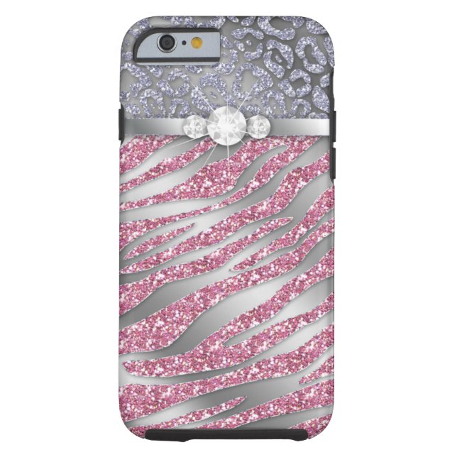 Zebra iPhone 6 Tough Jewellery Glitter PS Case-Mate iPhone Case (Back)