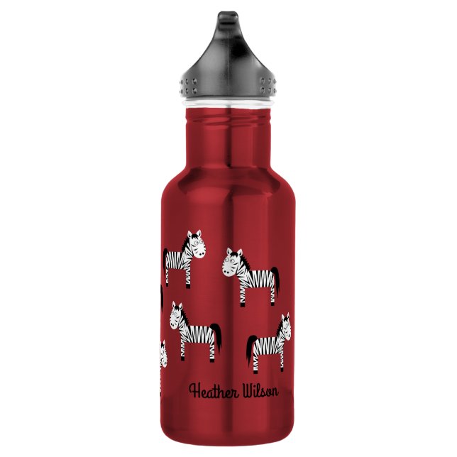 Zebra Kids Safari Water Bottle with Name (Right)