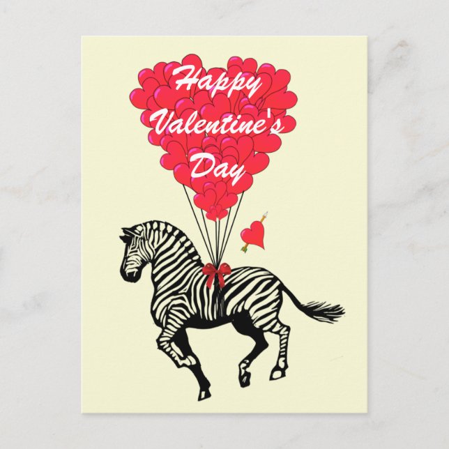 Zebra  kids Valentines Holiday Postcard (Front)