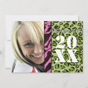 Zebra Leopard Print, Graduation Announcement