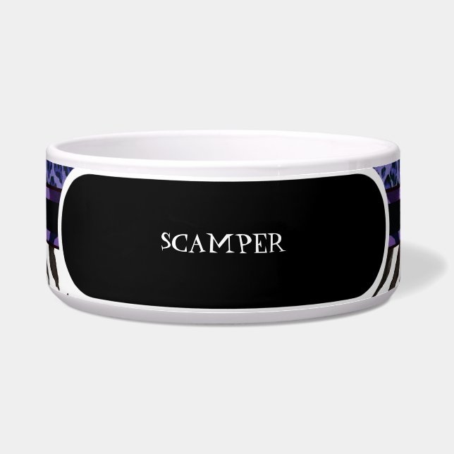 Zebra Leopard Print Large Dog Food Feeding Dish (Front)