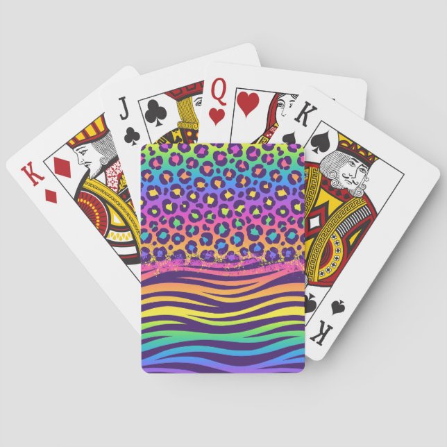 Zebra & Leopard Print mix Playing Cards (Back)