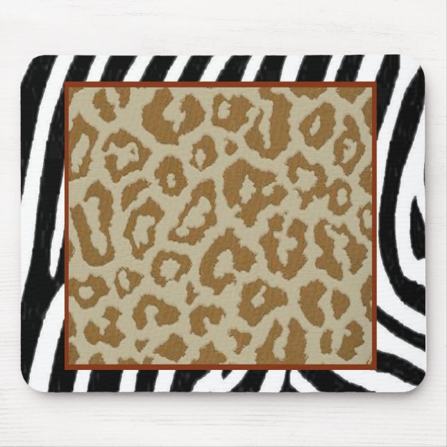 zebra leopard print red mouse mat (Front)