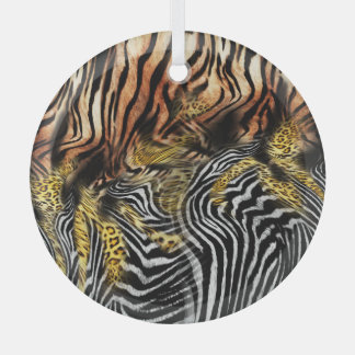 Zebra Leopard Skin Mixed Pattern Glass Tree Decoration