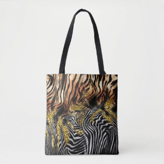 Zebra Leopard Skin Mixed Pattern Tote Bag