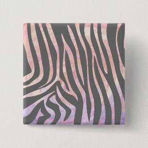 Zebra Light Grey and Pink Print 15 Cm Square Badge