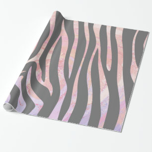 Zebra Light Grey and Pink Print Wrapping Paper