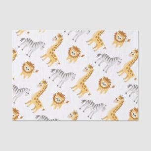 Zebra Lion and Giraffe Cute Baby Animals Tissue Paper