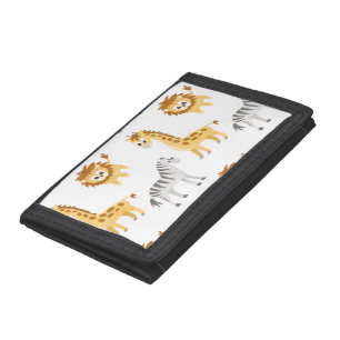 Zebra Lion and Giraffe Cute Baby Animals Trifold Wallet