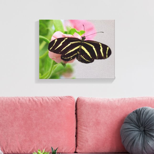 Zebra Longwing Butterfly Canvas Print (Insitu(LivingRoom))