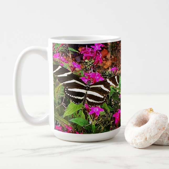 Zebra Longwing Butterfly  Coffee Mug (With Donut)