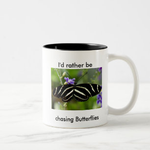 Zebra Longwing Butterfly Mug. Two-Tone Coffee Mug