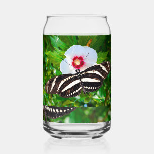 Zebra longwing butterfly on a Hibiscus Red Can Glass