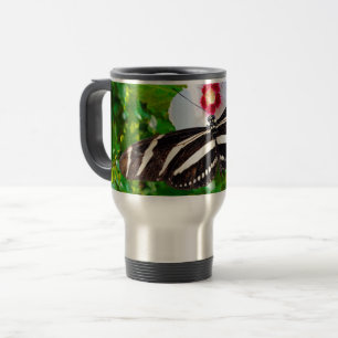 Zebra longwing butterfly on a Hibiscus Red Heart Travel Mug