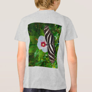 Zebra longwing butterfly on a Hibiscus Red T-Shirt Tri-Blend Shirt