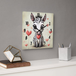 Zebra Love 1 Square Wall Clock
