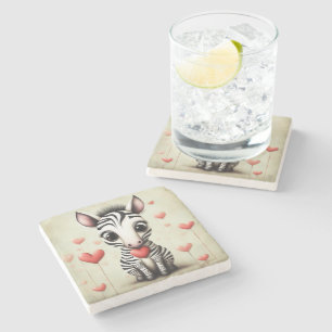 Zebra Love 1 Stone Coaster