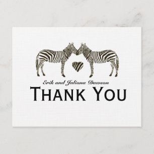 Zebra Love Personalised Thank You Note Invitation