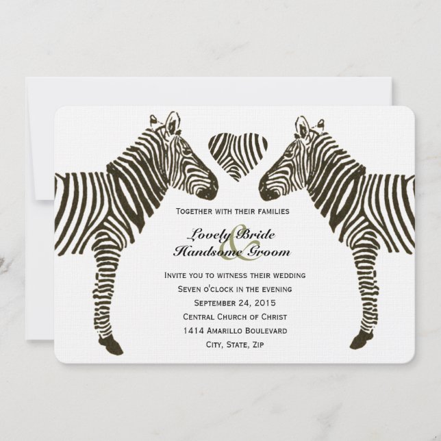 Zebra Love Wedding Invitation (Front)