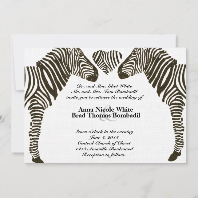 Zebra Love Wedding Invitation (Front)
