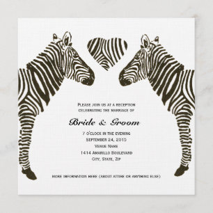 Zebra Love Wedding Reception Invitation