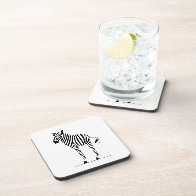 Zebra Lover Black & White Decor Hard Plastic Cork Coaster (Right Side)