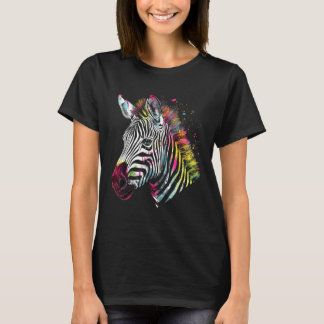 Zebra Lover Colourful Artwork Animal Motif Zebra 1 T-Shirt