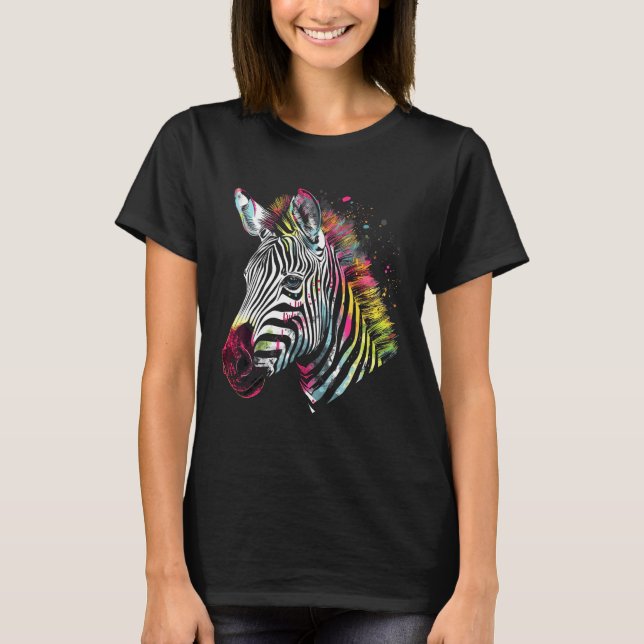Zebra Lover Colourful Artwork Animal Motif Zebra 1 T-Shirt (Front)