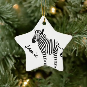 Zebra Lovers Gifts Ceramic Tree Decoration