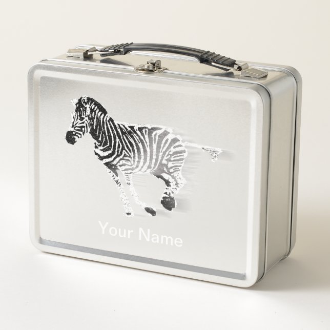 Zebra Lunch Box – Personalised Safari Gift (Front)