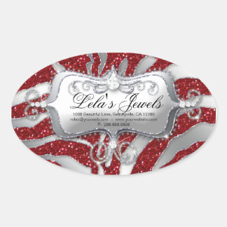 Zebra Luxury Jewellery Sticker Red Sparkle Silver