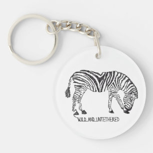 Zebra made up of Black Scribbles Key Ring
