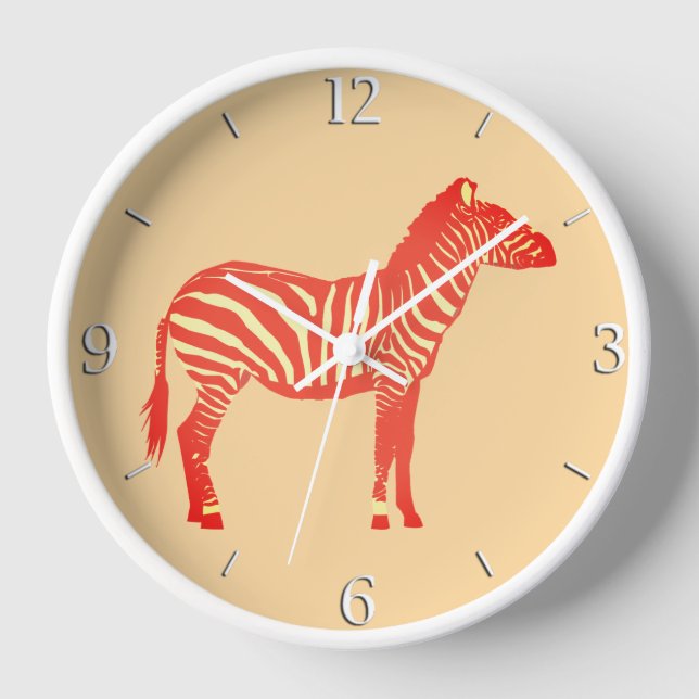Zebra - Mandarin and light orange Clock (Front)