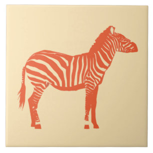 Zebra - Mandarin and light orange Tile