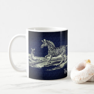 Zebra Mare And Foal Vintage Art  Coffee Mug