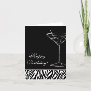 zebra martini birthday card