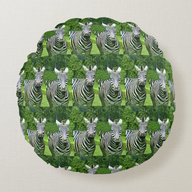 Zebra Meadow Tile Pattern Round Cushion (Front)