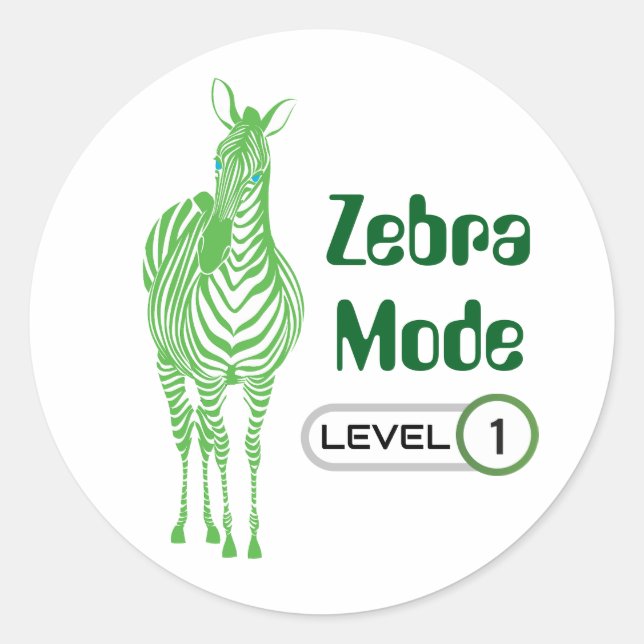 Zebra Mode Level 1, Customisable Sticker (Front)