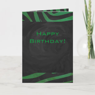 Zebra Monogram Black and Green Print Card