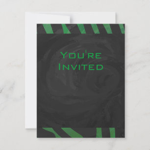Zebra Monogram Black and Green Print Invitation