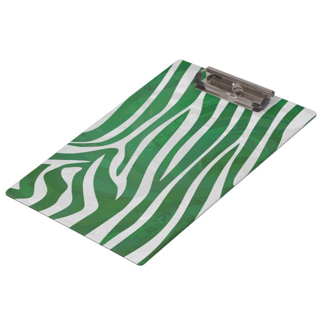 Zebra Monogram Green and White Print Clipboard (Angled)