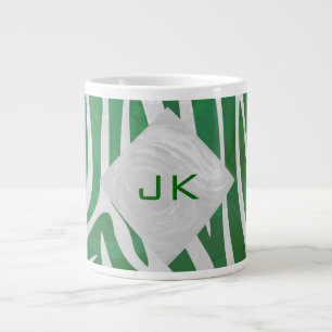 Zebra Monogram Green and White Print Large Coffee Mug