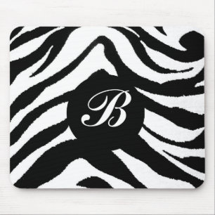 zebra monogram, mouse mat