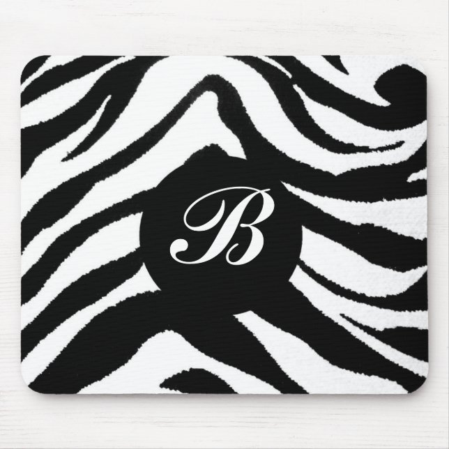 zebra monogram, mouse mat (Front)